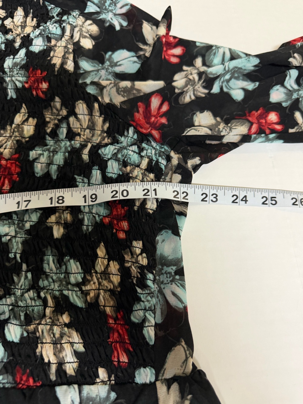 Lane Bryant black floral sheer blouse, long sleeve, 18/20 - Picture 7 of 8